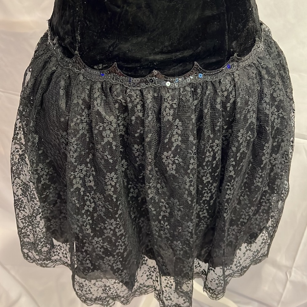 Jessica McClintock Vintage Dress Black Velvet Lace Sequins size 7 Small 6 - Picture 3 of 10